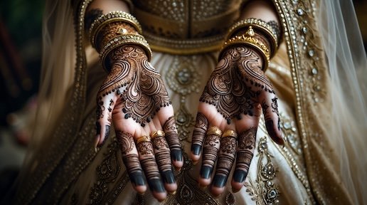 Bridal Mehndi Designs on Front of Hand Photograph